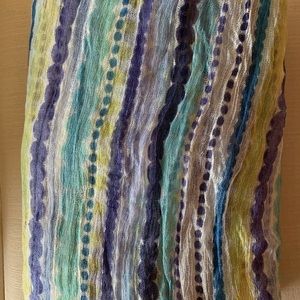 Infinity Scarf white, turquoise, green, blue.